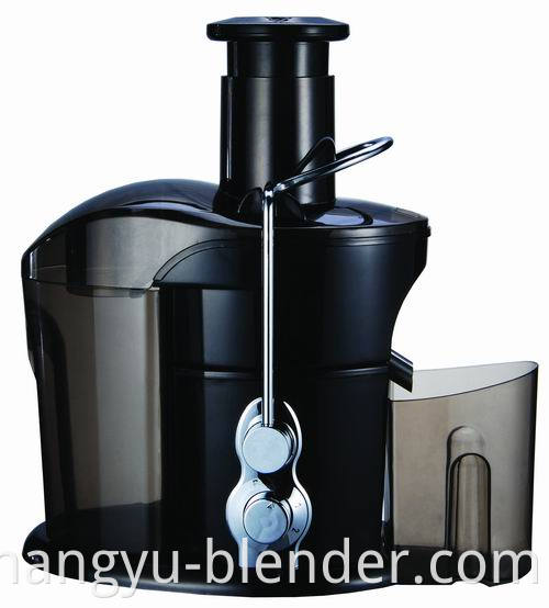 Black household juicer with juice cup